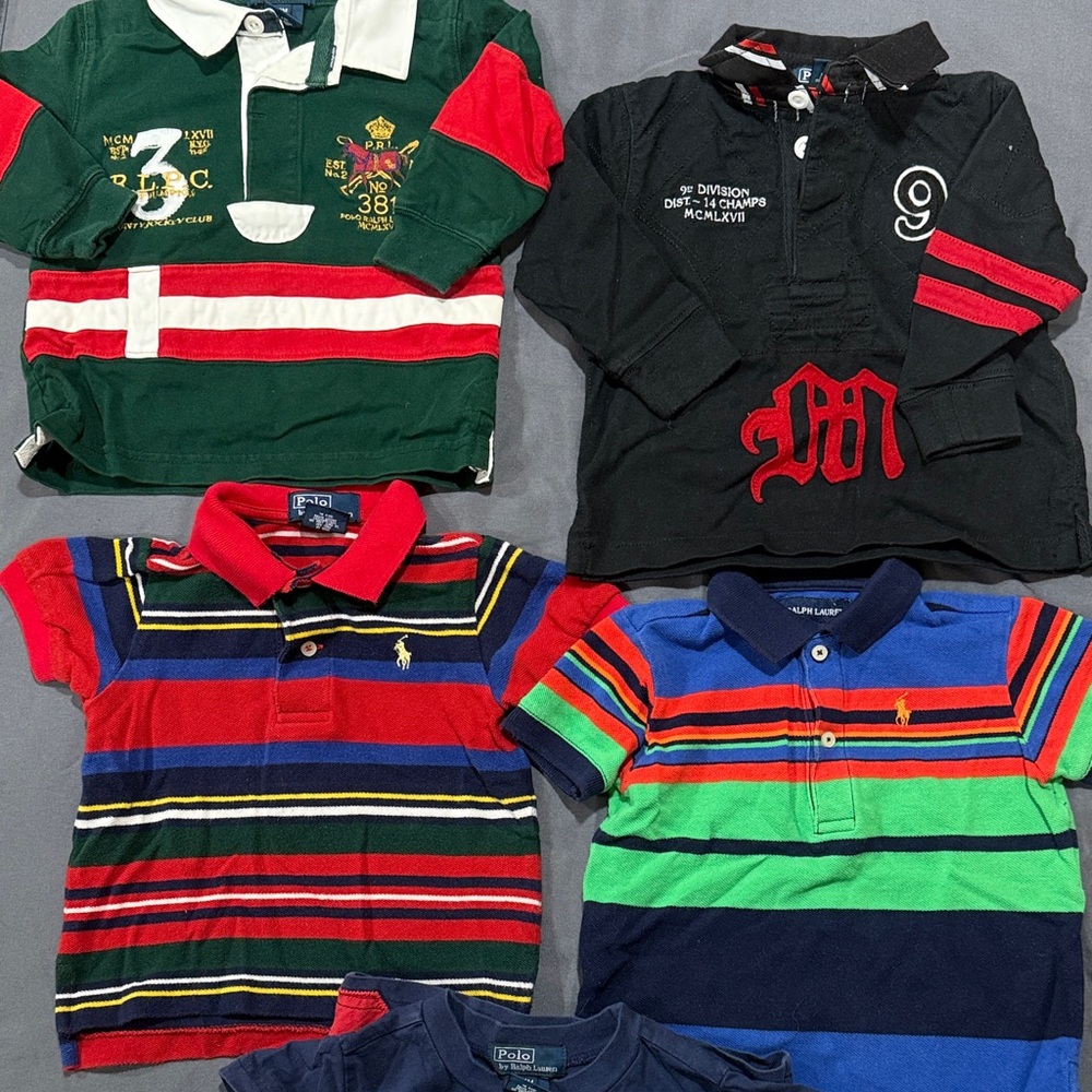 Ralph Lauren Multi-Color Striped Polo Bundle Featuring Green, Blue, Red & Black